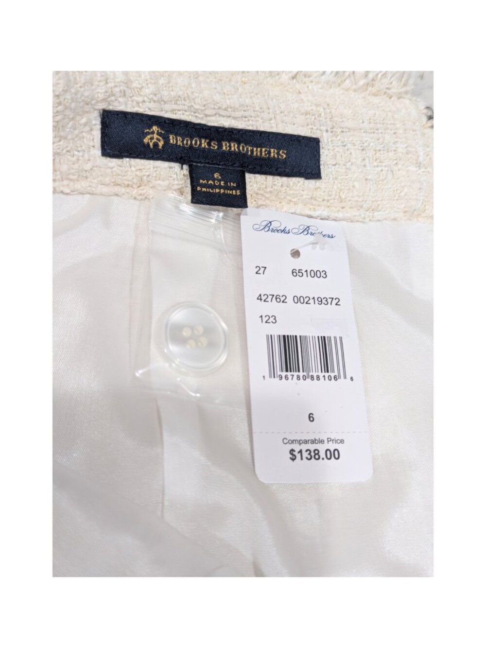 Brooks Brothers Ivory Metallic Tweed Fringe Skirt Size 6 NWT - Picture 7 of 9